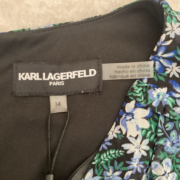 Karl Lagerfeld Paris Floral Chiffon Dress SIZE 14 Ruffle Mini Romantic - Picture 10 of 16